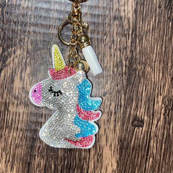Unicorn bling bag key charm - Picture 2 of 9